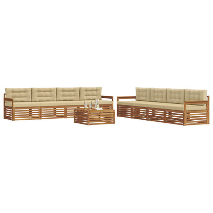 Set di divani da esterno con cuscino 9 pcs Naturale e Beige