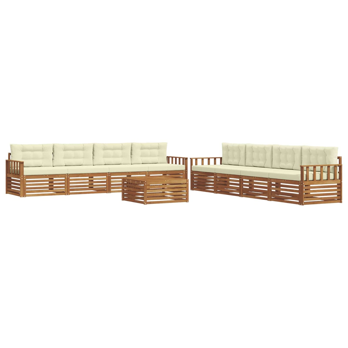 Set di divani da esterno con cuscino 9 pcs Naturale e Crema