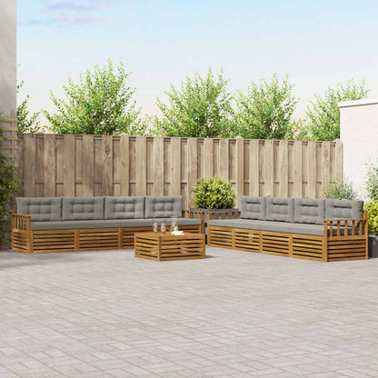 Set di divani da esterno 9 pcs Grigio Naturale e Chiaro