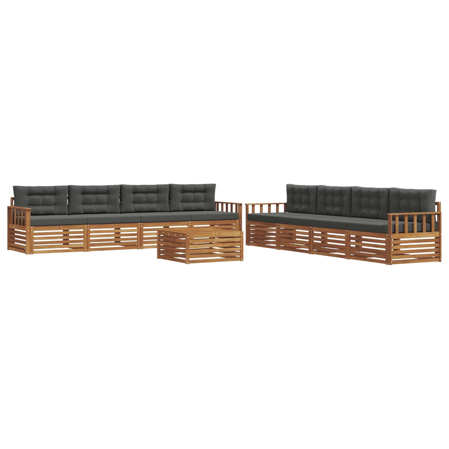 Set di divani da esterno con cuscino 9 pcs Naturale e Antracite