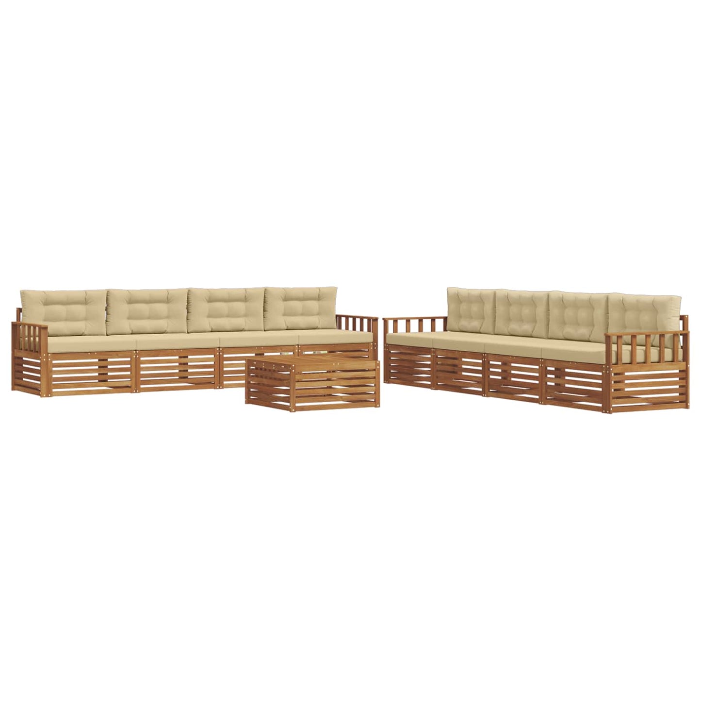Set di divani da esterno con cuscino 9 pcs Naturale e Beige