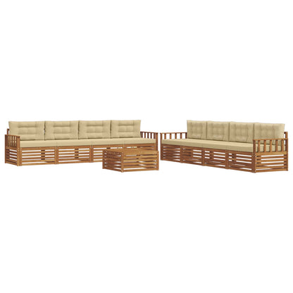 Set di divani da esterno con cuscino 9 pcs Naturale e Beige