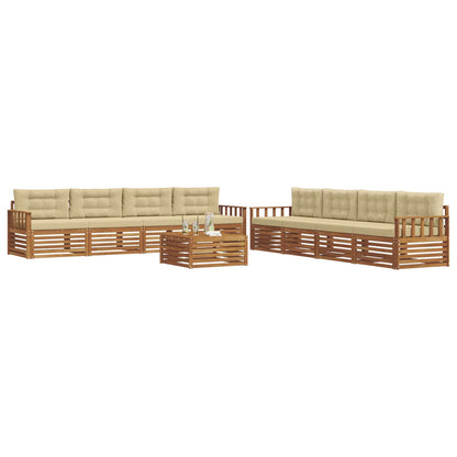 Set di divani da esterno con cuscino 9 pcs Naturale e Beige