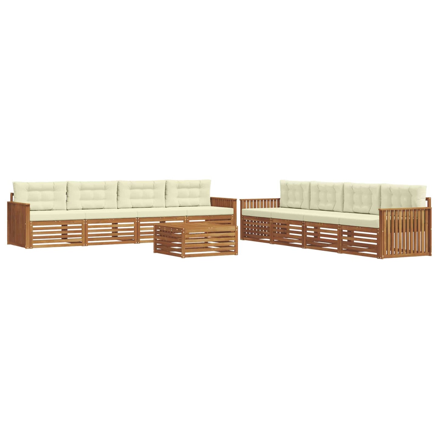 Set di divani da esterno con cuscino 9 pcs Naturale e Crema | homemem39