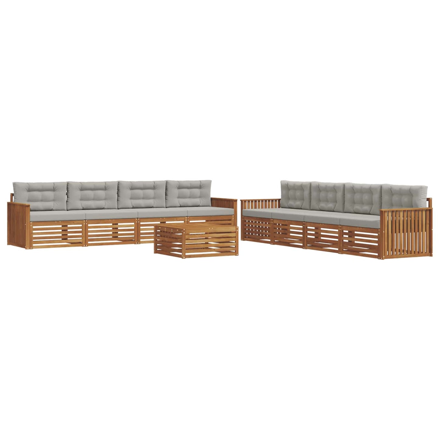 Set di divani da esterno 9 pcs Grigio Naturale e Chiaro | homemem39