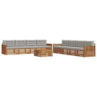 Set di divani da esterno 9 pcs Grigio Naturale e Chiaro