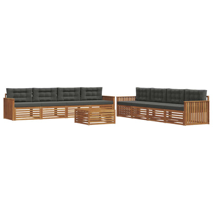 Set di divani da esterno con cuscino 9 pcs Naturale e Antracite | homemem39