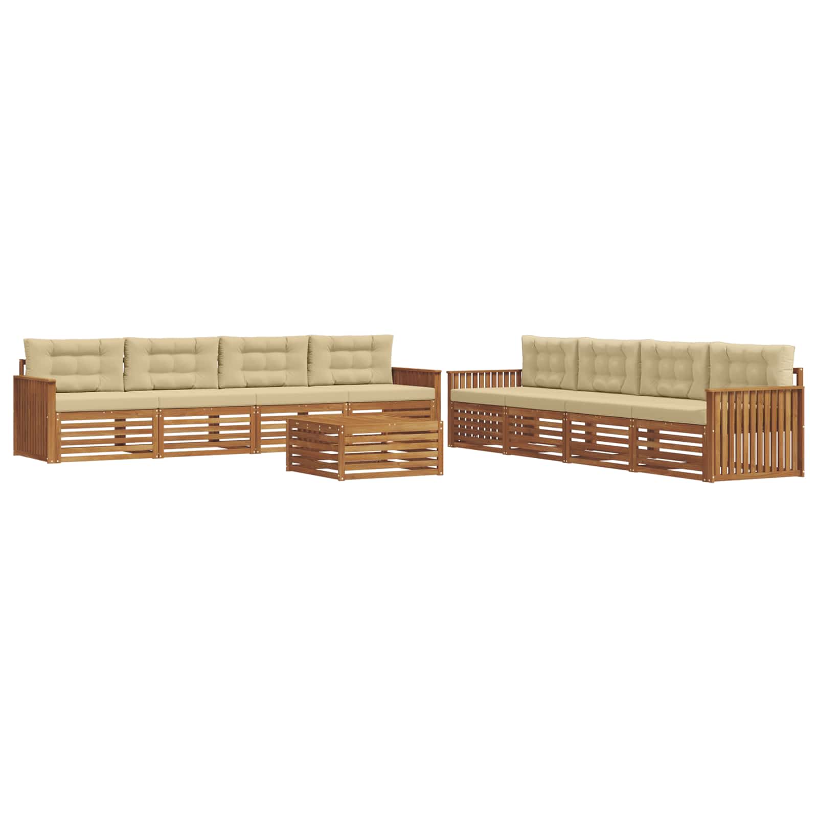 Set di divani da esterno con cuscino 9 pcs Naturale e Beige | homemem39