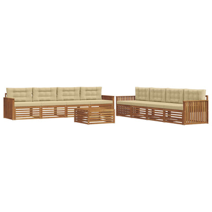 Set di divani da esterno con cuscino 9 pcs Naturale e Beige | homemem39