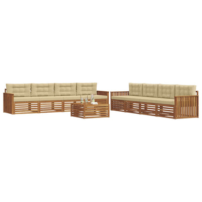 Set di divani da esterno con cuscino 9 pcs Naturale e Beige