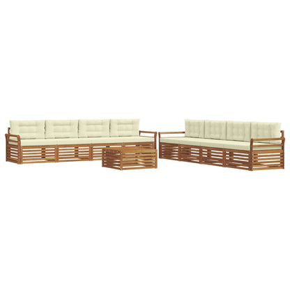 Set di divani da esterno con cuscino 9 pcs Naturale e Crema