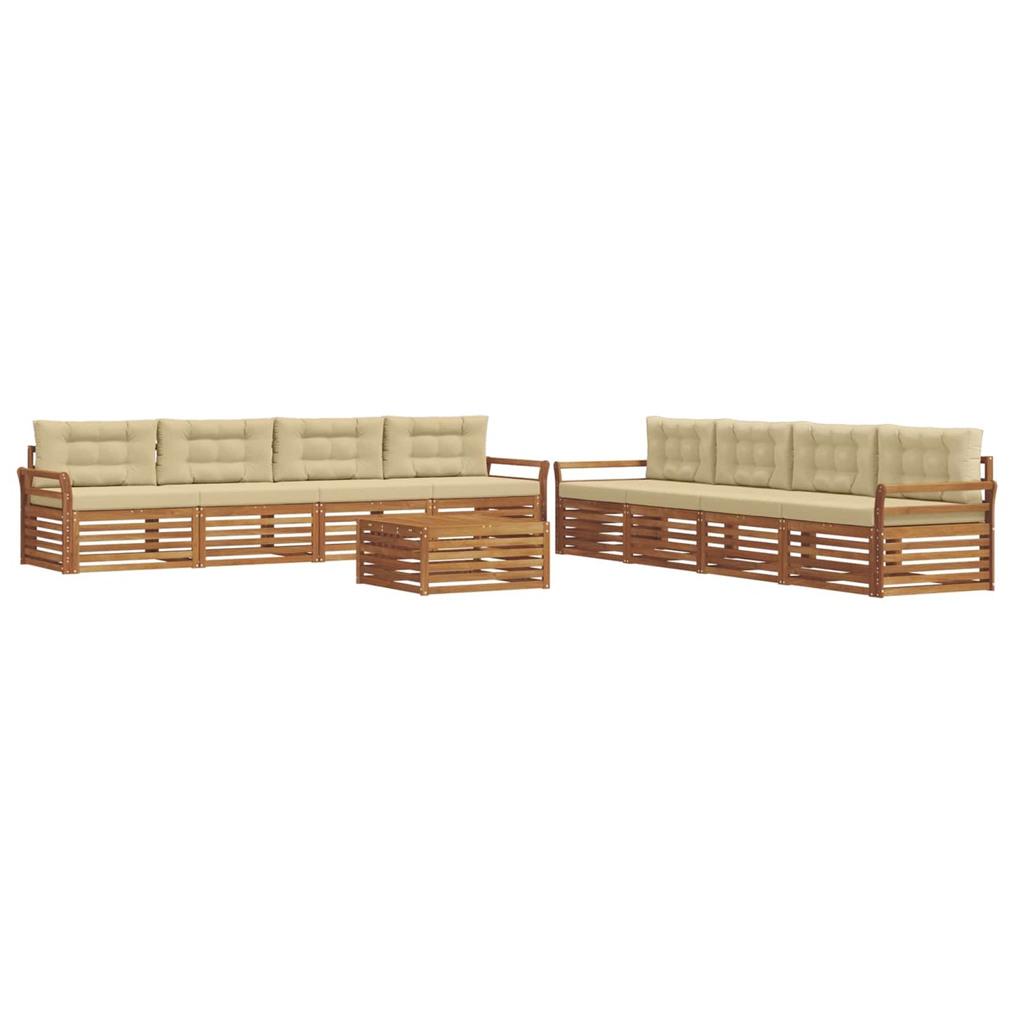 Set di divani da esterno con cuscino 9 pcs Naturale e Beige | homemem39