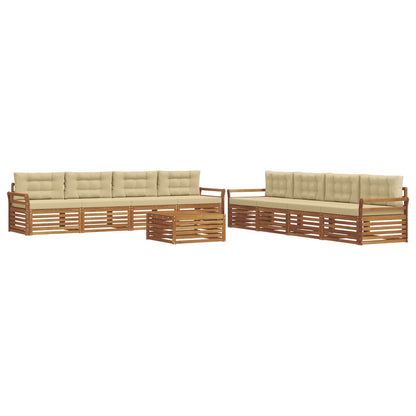 Set di divani da esterno con cuscino 9 pcs Naturale e Beige | homemem39