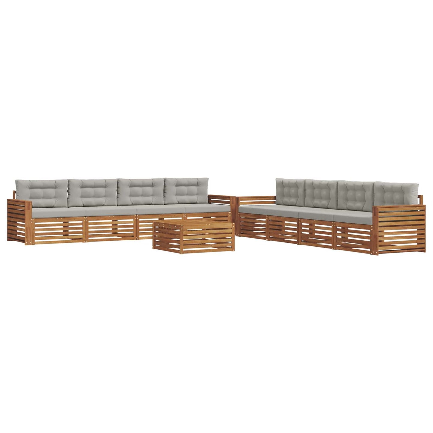 Set di divani da esterno 9 pcs Grigio Naturale e Chiaro | homemem39