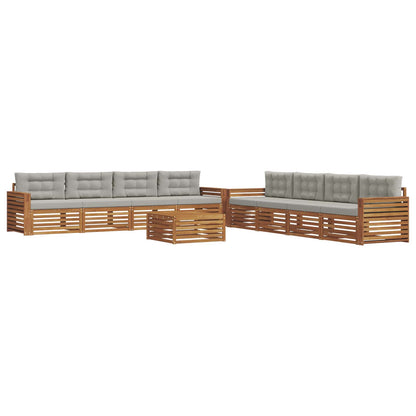 Set di divani da esterno 9 pcs Grigio Naturale e Chiaro | homemem39