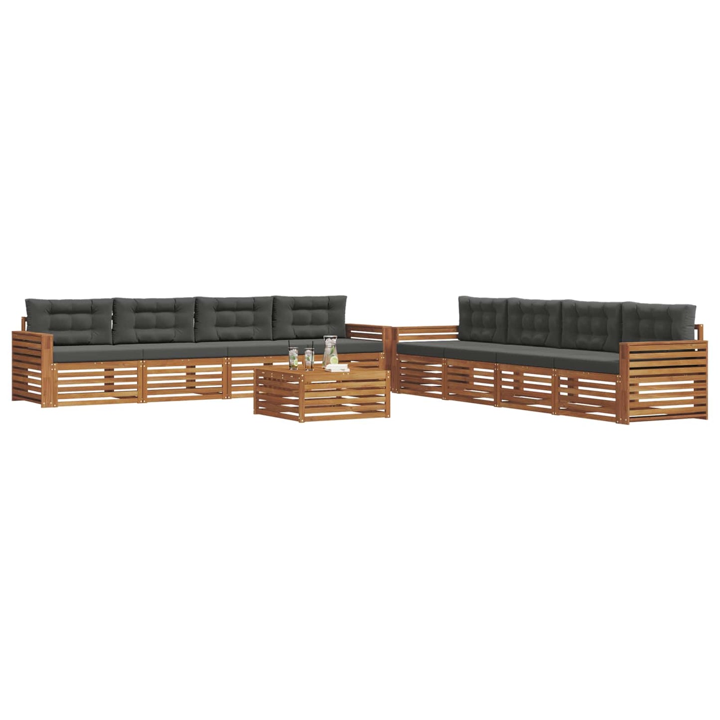 Set di divani da esterno con cuscino 9 pcs Naturale e Antracite