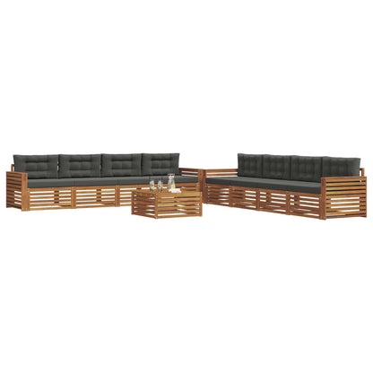 Set di divani da esterno con cuscino 9 pcs Naturale e Antracite
