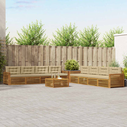 Set di divani da esterno con cuscino 9 pcs Naturale e Beige