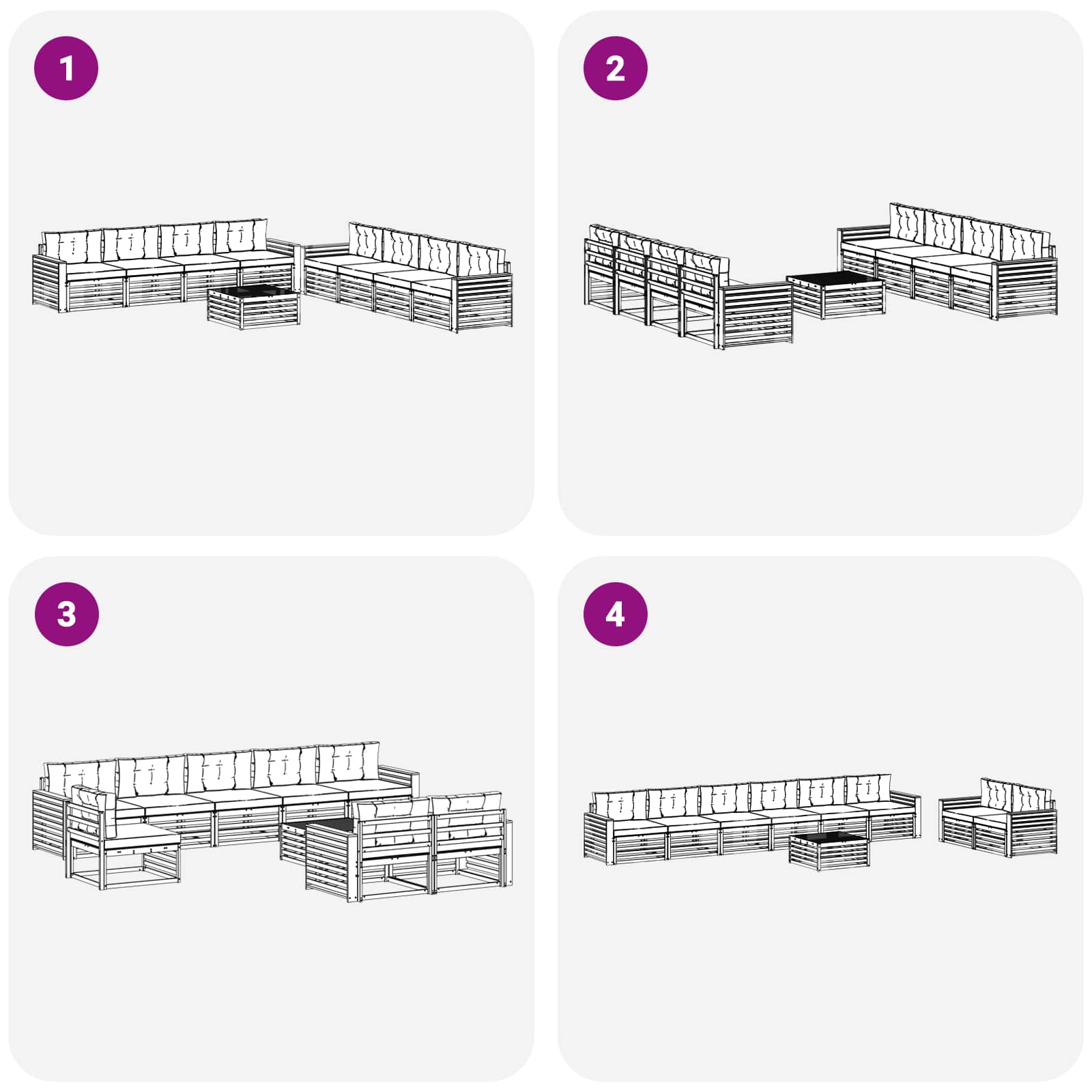 Set di divani da esterno con cuscino 9 pcs Naturale e Beige | homemem39