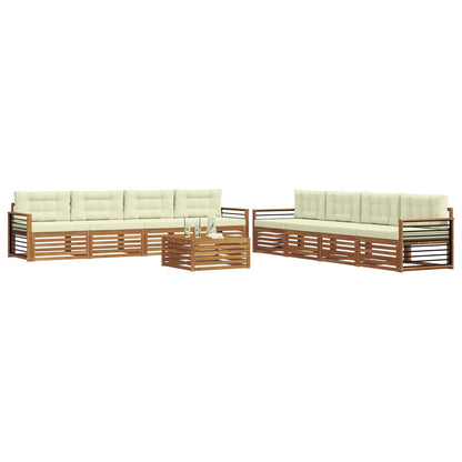 Set di divani da esterno con cuscino 9 pcs Naturale e Crema | homemem39