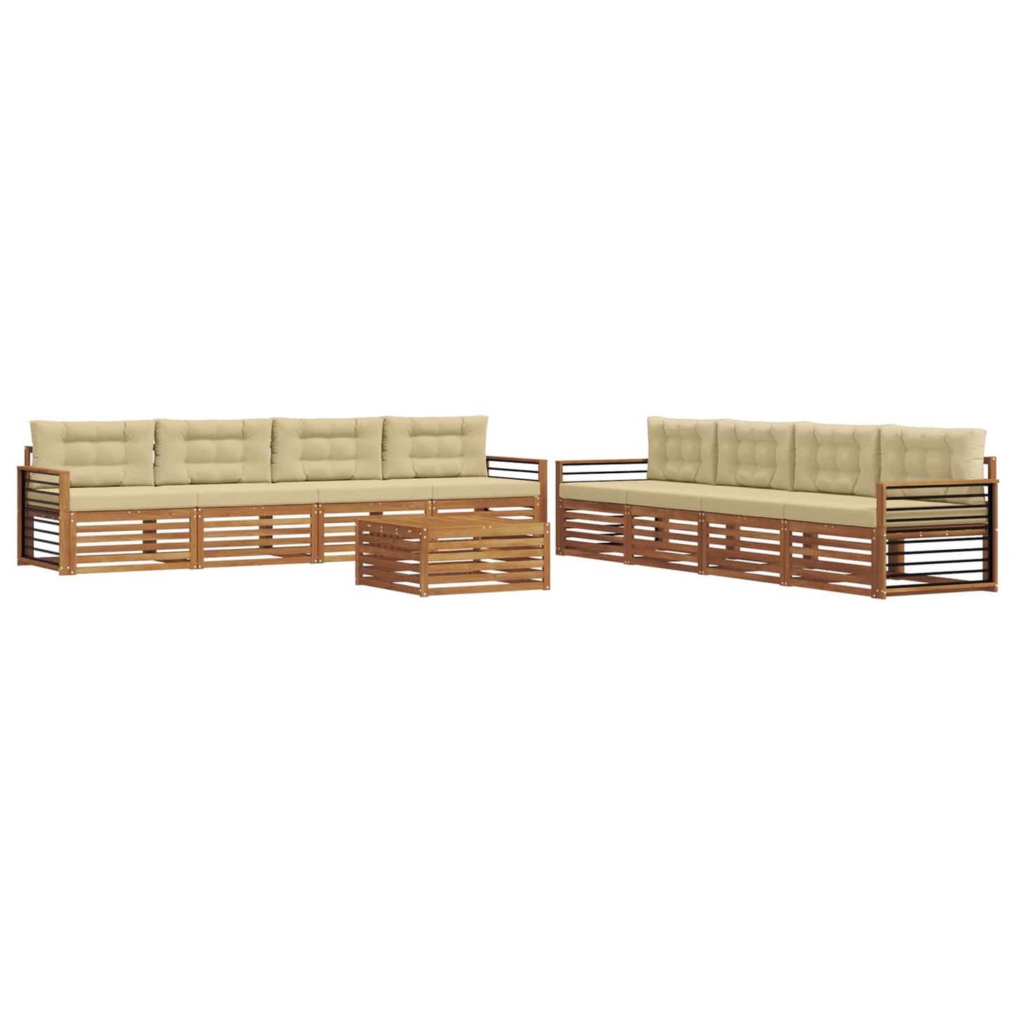 Set di divani da esterno con cuscino 9 pcs Naturale e Beige | homemem39