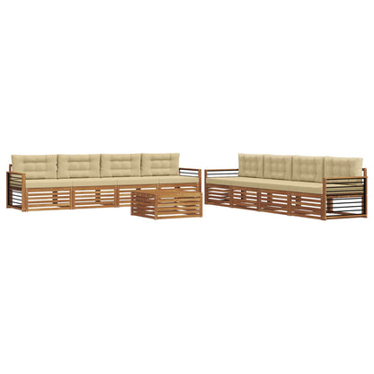 Set di divani da esterno con cuscino 9 pcs Naturale e Beige