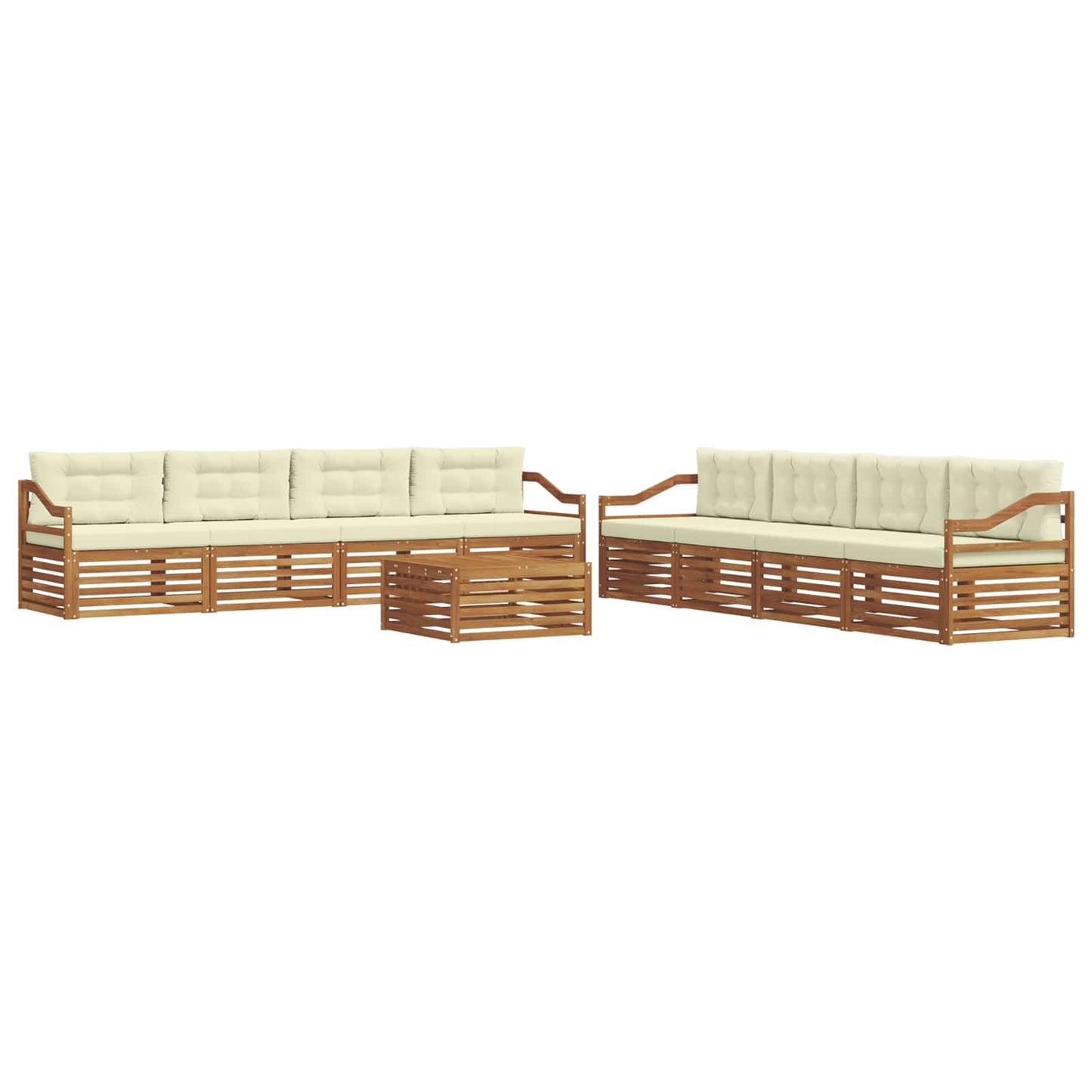 Set di divani da esterno con cuscino 9 pcs Naturale e Crema | homemem39