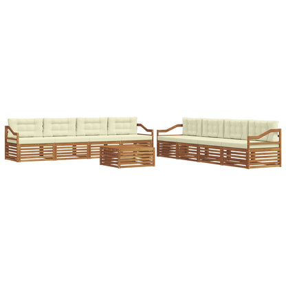 Set di divani da esterno con cuscino 9 pcs Naturale e Crema | homemem39