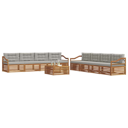 Set di divani da esterno 9 pcs Grigio Naturale e Chiaro | homemem39