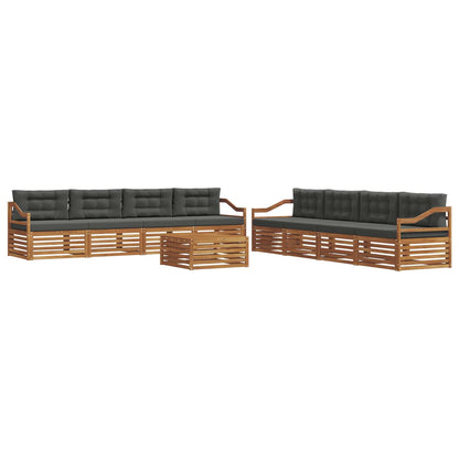 Set di divani da esterno con cuscino 9 pcs Naturale e Antracite | homemem39