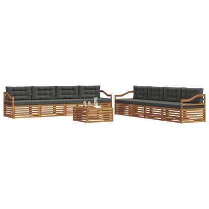 Set di divani da esterno con cuscino 9 pcs Naturale e Antracite | homemem39