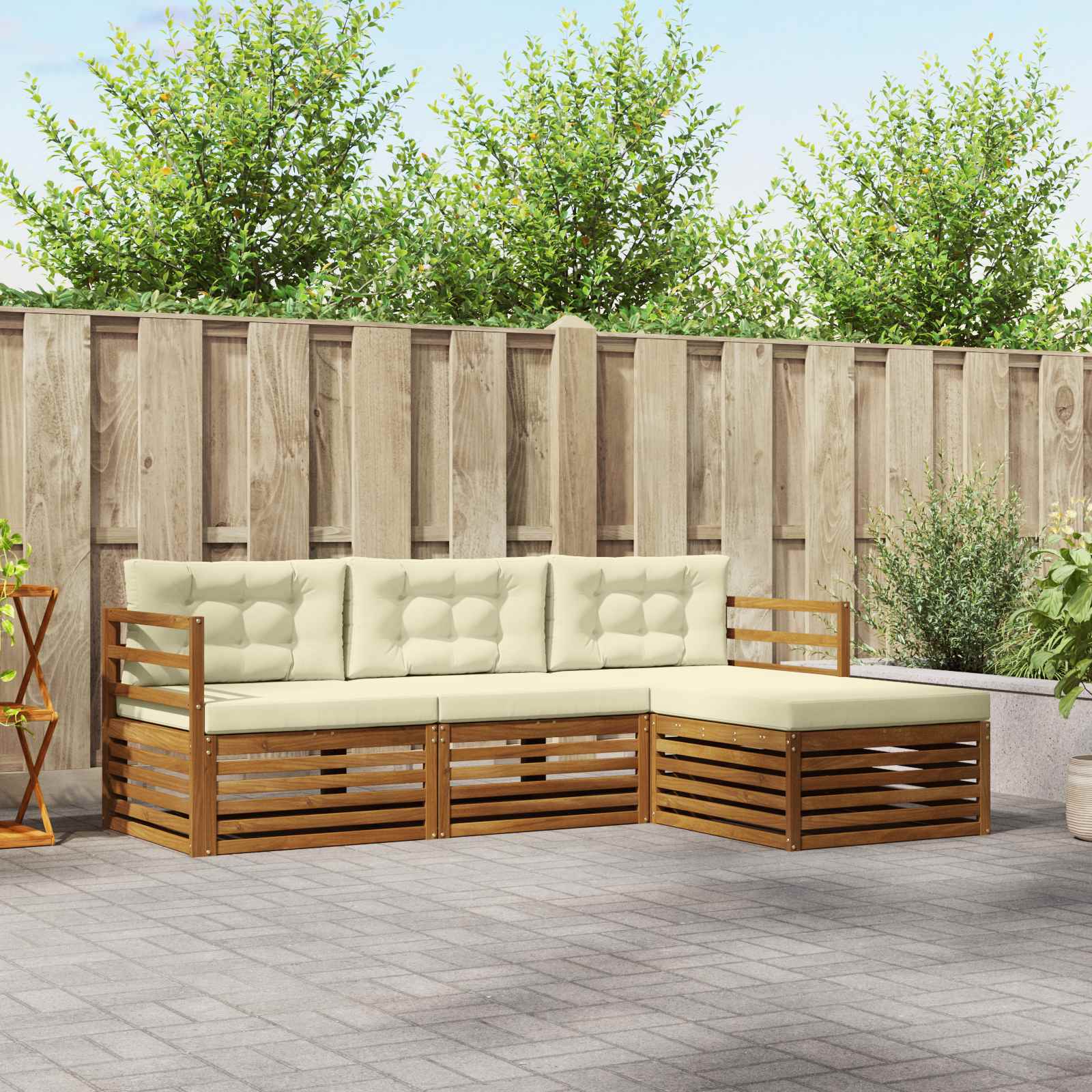 Set di divani da esterno Naturale e Crema 245,5 x 162,5 x 73 cm | homemem39