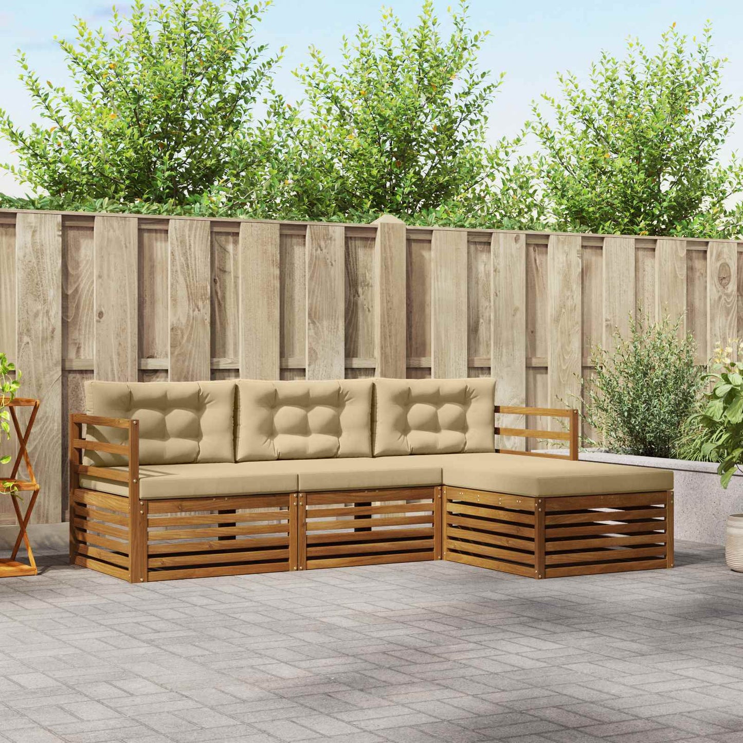 Set di divani da esterno Naturale e Beige 245,5 x 162,5 x 73 cm | homemem39