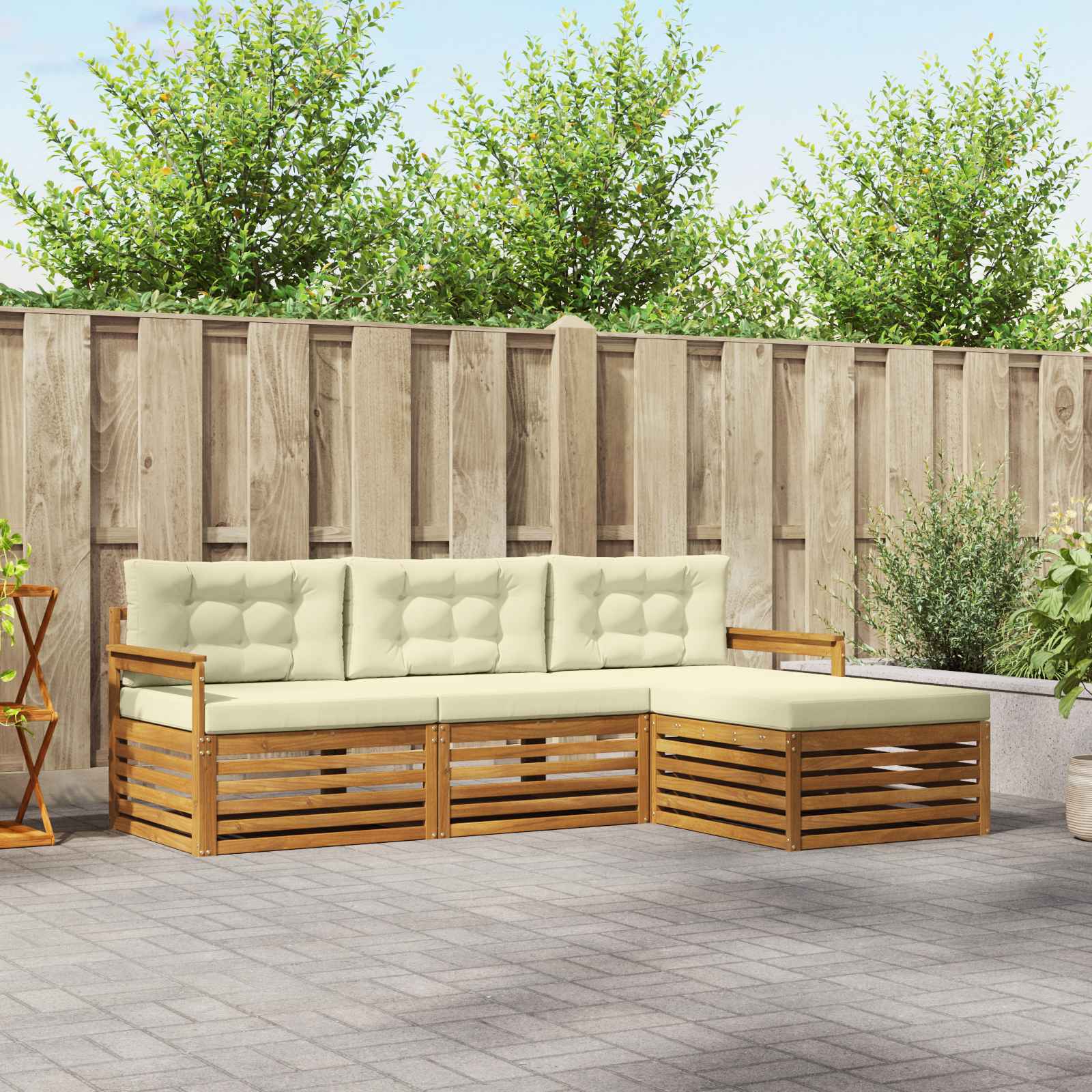 Set di divani da esterno Naturale e Crema 249,5 x 162,5 x 73 cm | homemem39