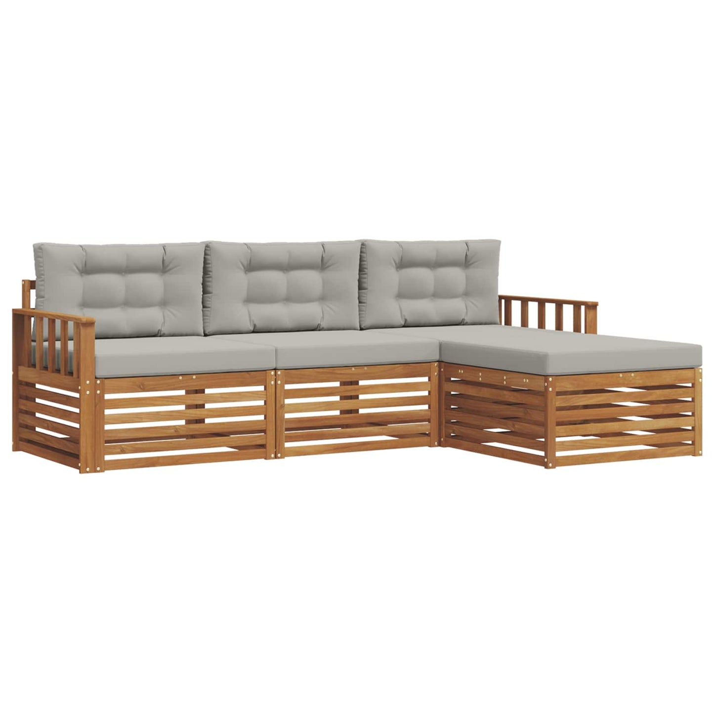 Set di divani da esterno con cuscino Grigio Naturale e Chiaro