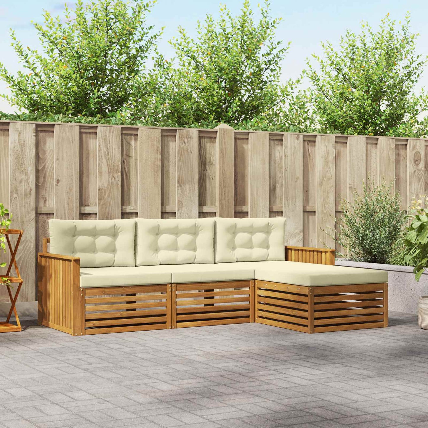 Set di divani da esterno Naturale e Crema 249,5 x 162,5 x 73 cm | homemem39