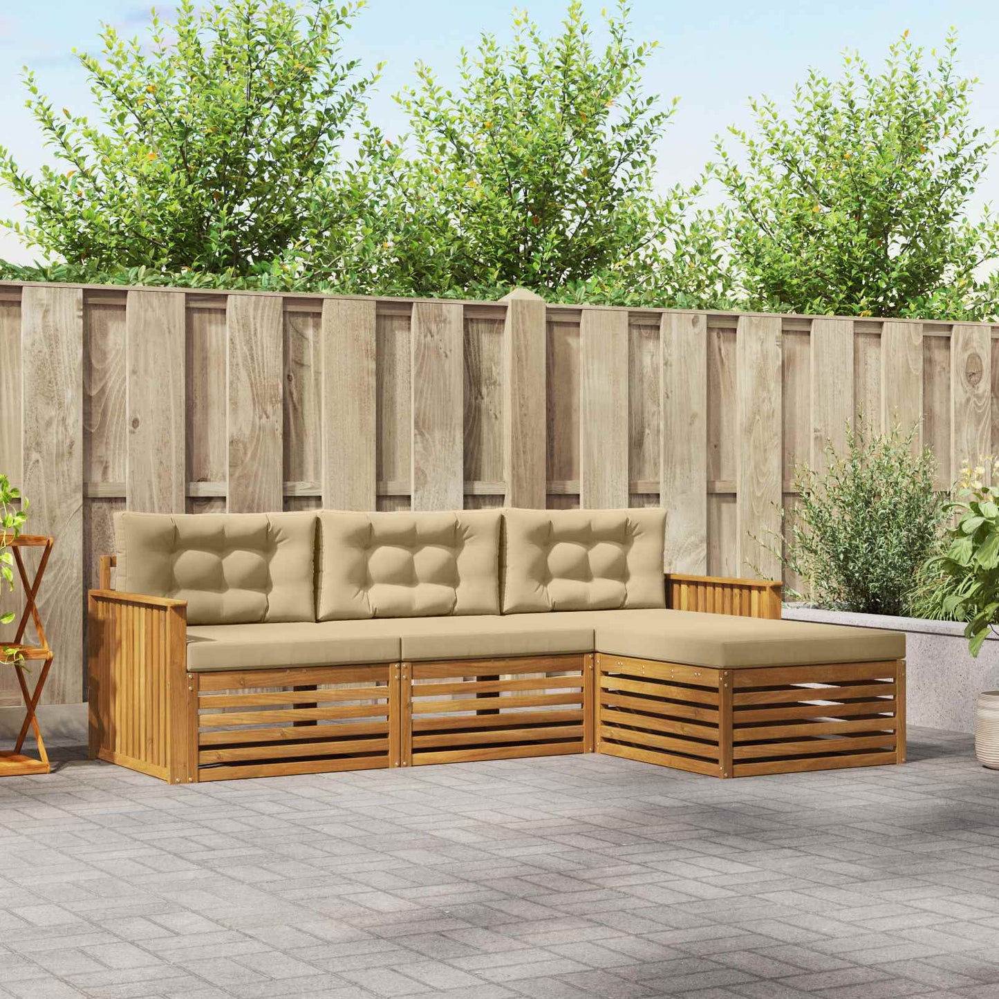 Set di divani da esterno Naturale e Beige 249,5 x 162,5 x 73 cm | homemem39