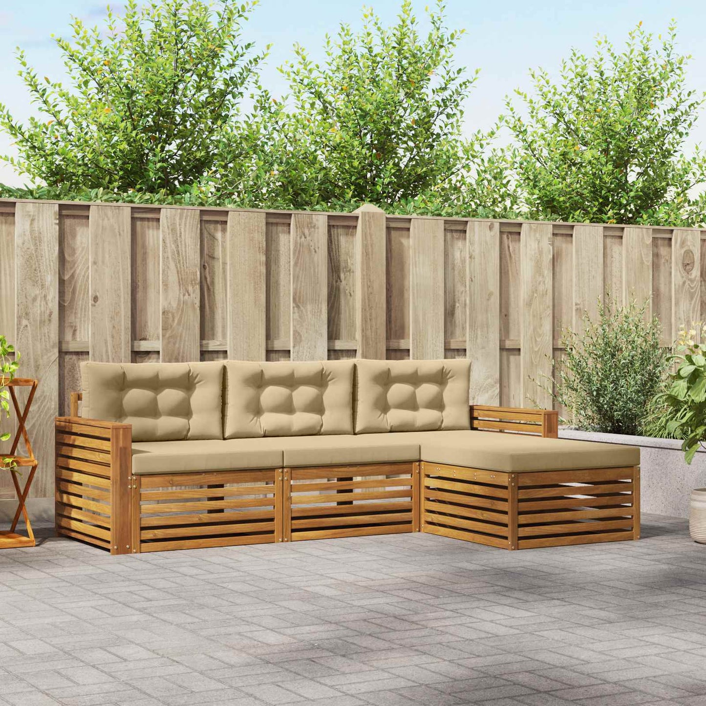 Set di divani da esterno Naturale e Beige 257,5 x 162,5 x 73 cm | homemem39