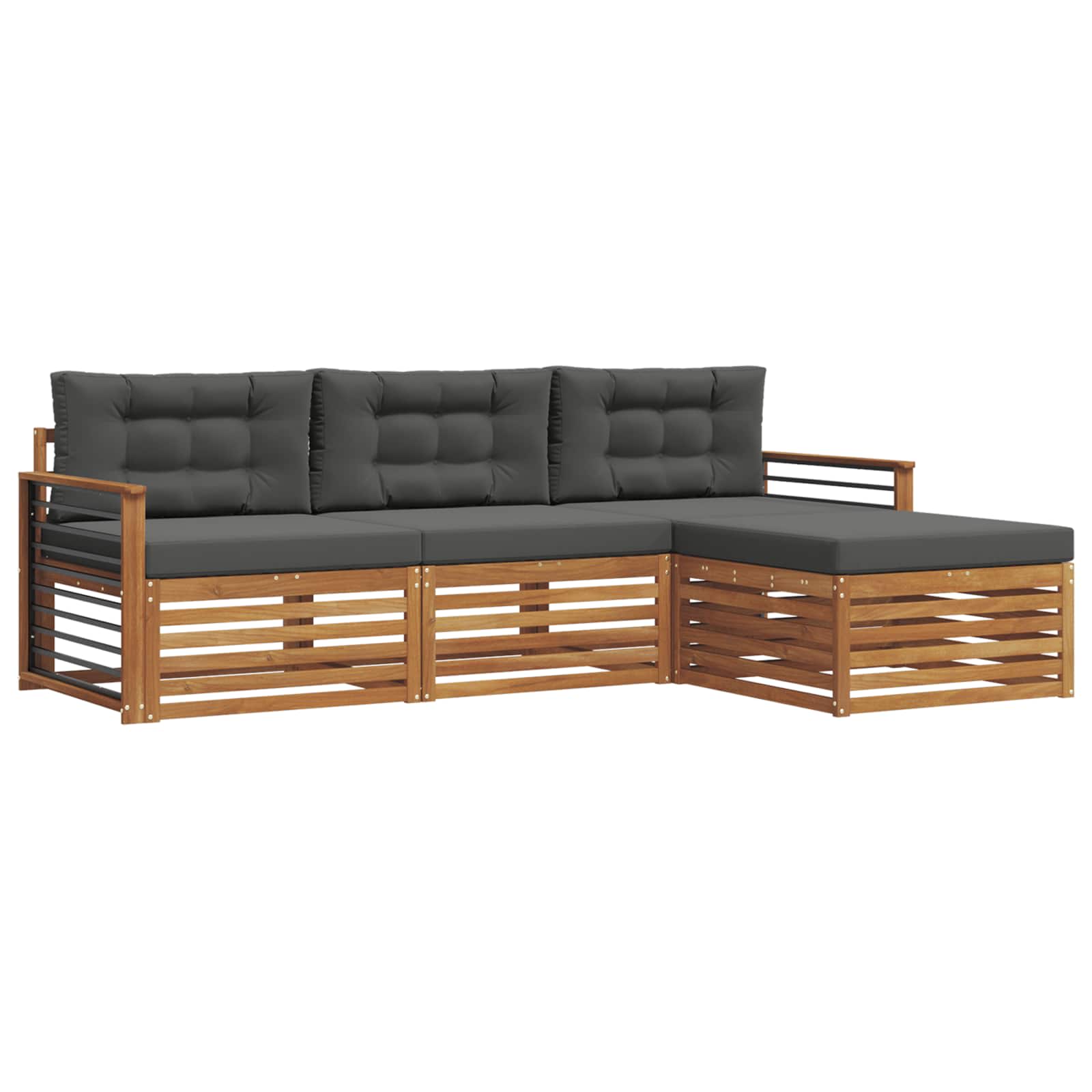 Set di divani da esterno con cuscino Naturale e Antracite | homemem39