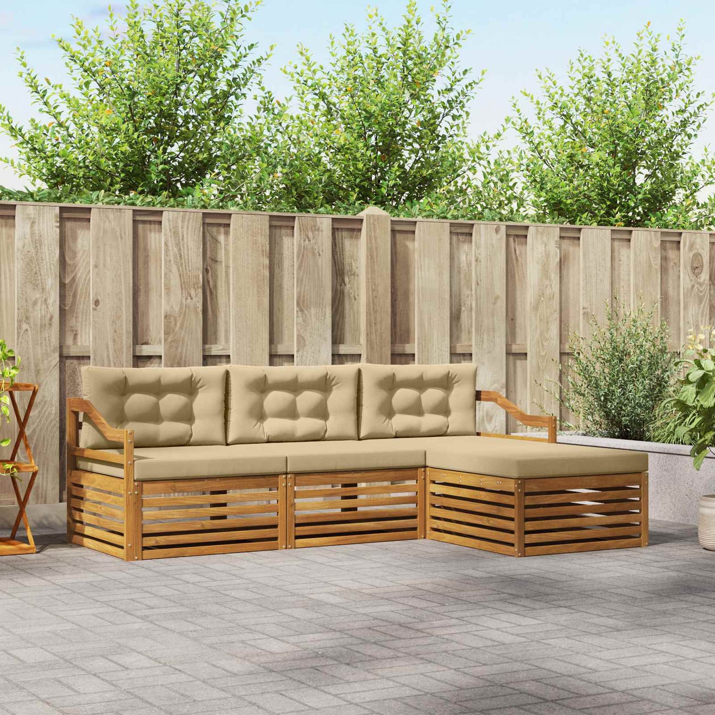 Set di divani da esterno Naturale e Beige 245,5 x 162,5 x 73 cm
