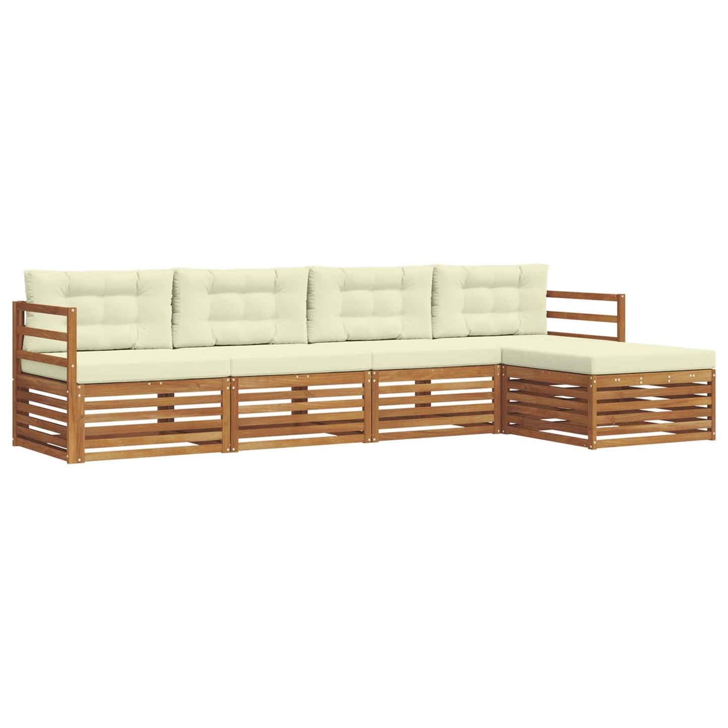 Set di divani da esterno con cuscino 5 pcs Naturale e Crema