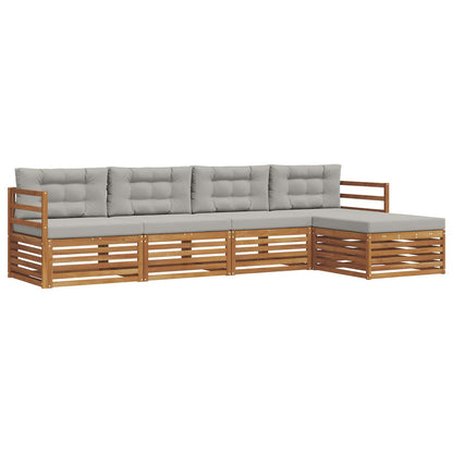 Set di divani da esterno 5 pcs Grigio Naturale e Chiaro | homemem39