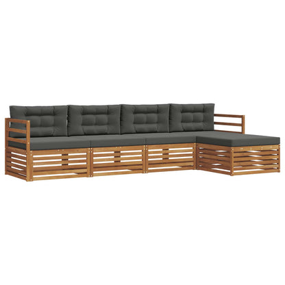 Set di divani da esterno con cuscino 5 pcs Naturale e Antracite | homemem39