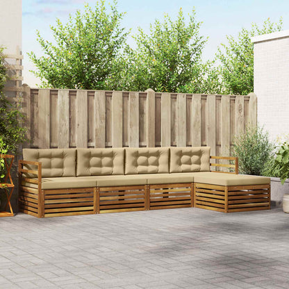 Set di divani da esterno con cuscino 5 pcs Naturale e Beige | homemem39