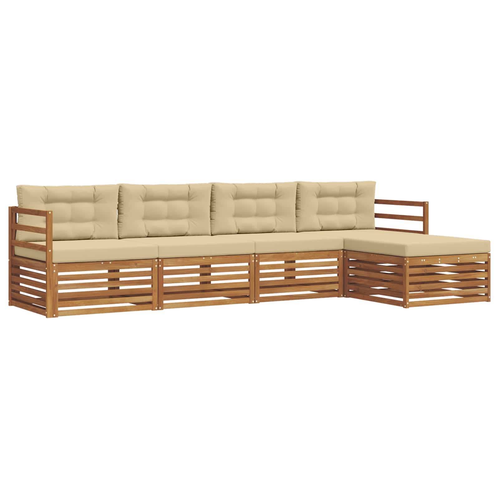 Set di divani da esterno con cuscino 5 pcs Naturale e Beige | homemem39