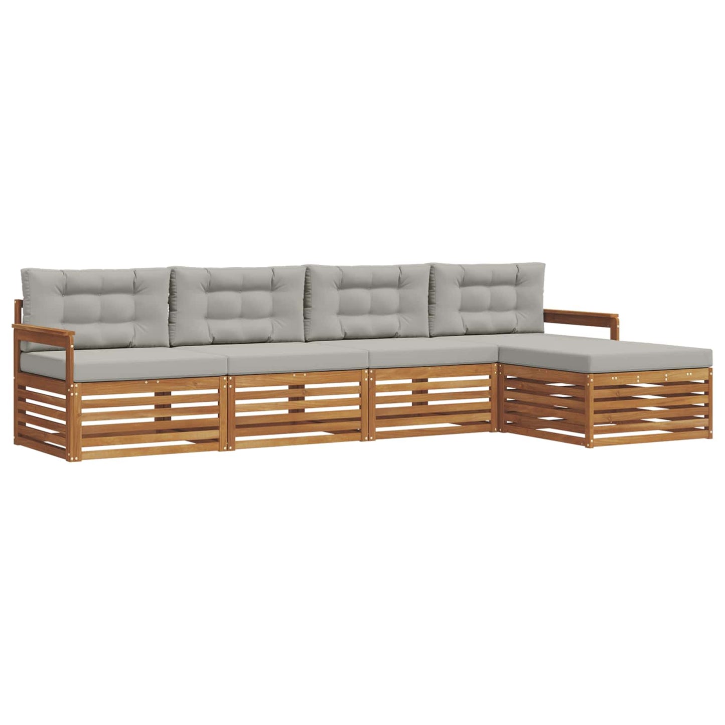 Set di divani da esterno 5 pcs Grigio Naturale e Chiaro | homemem39