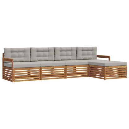 Set di divani da esterno 5 pcs Grigio Naturale e Chiaro | homemem39