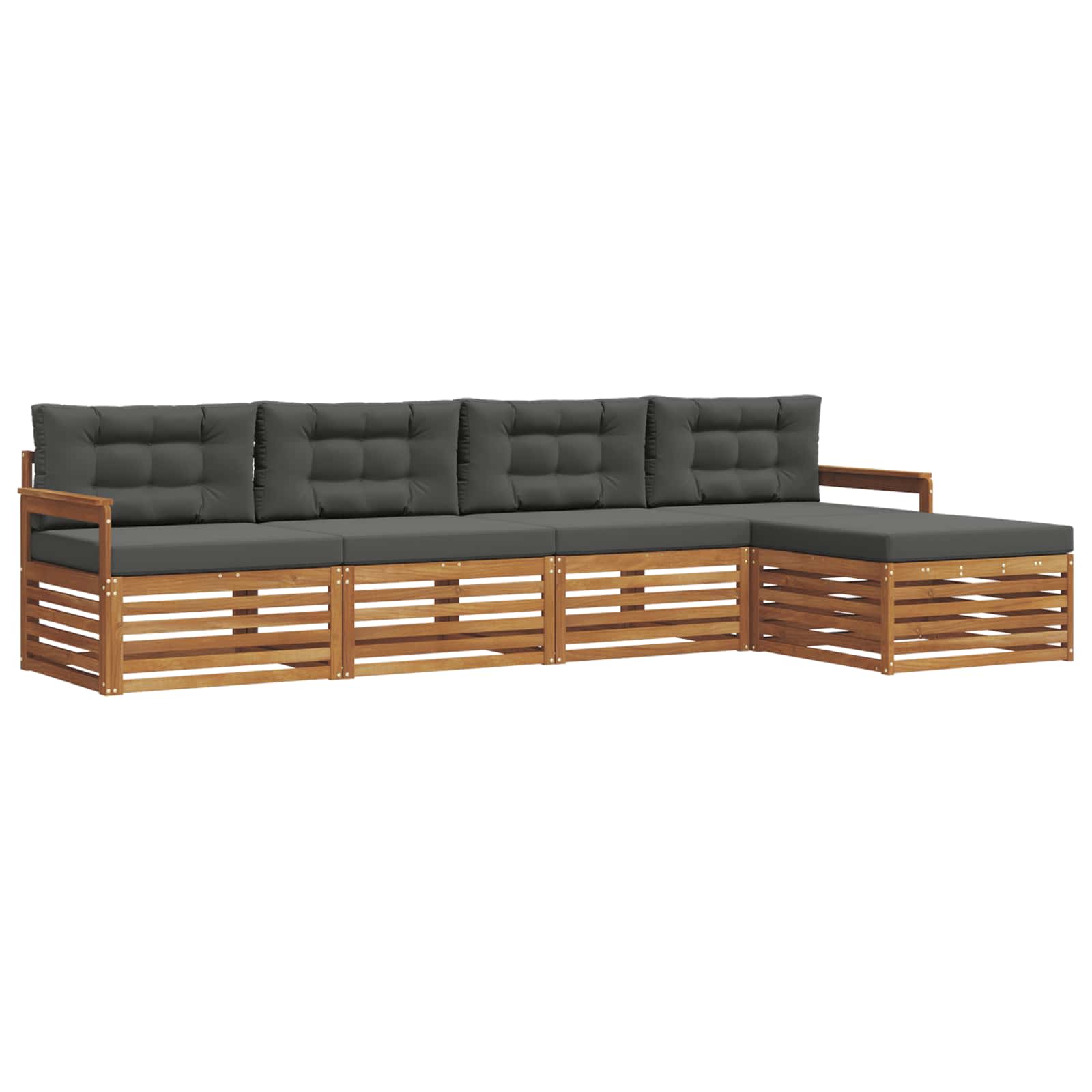 Set di divani da esterno con cuscino 5 pcs Naturale e Antracite | homemem39