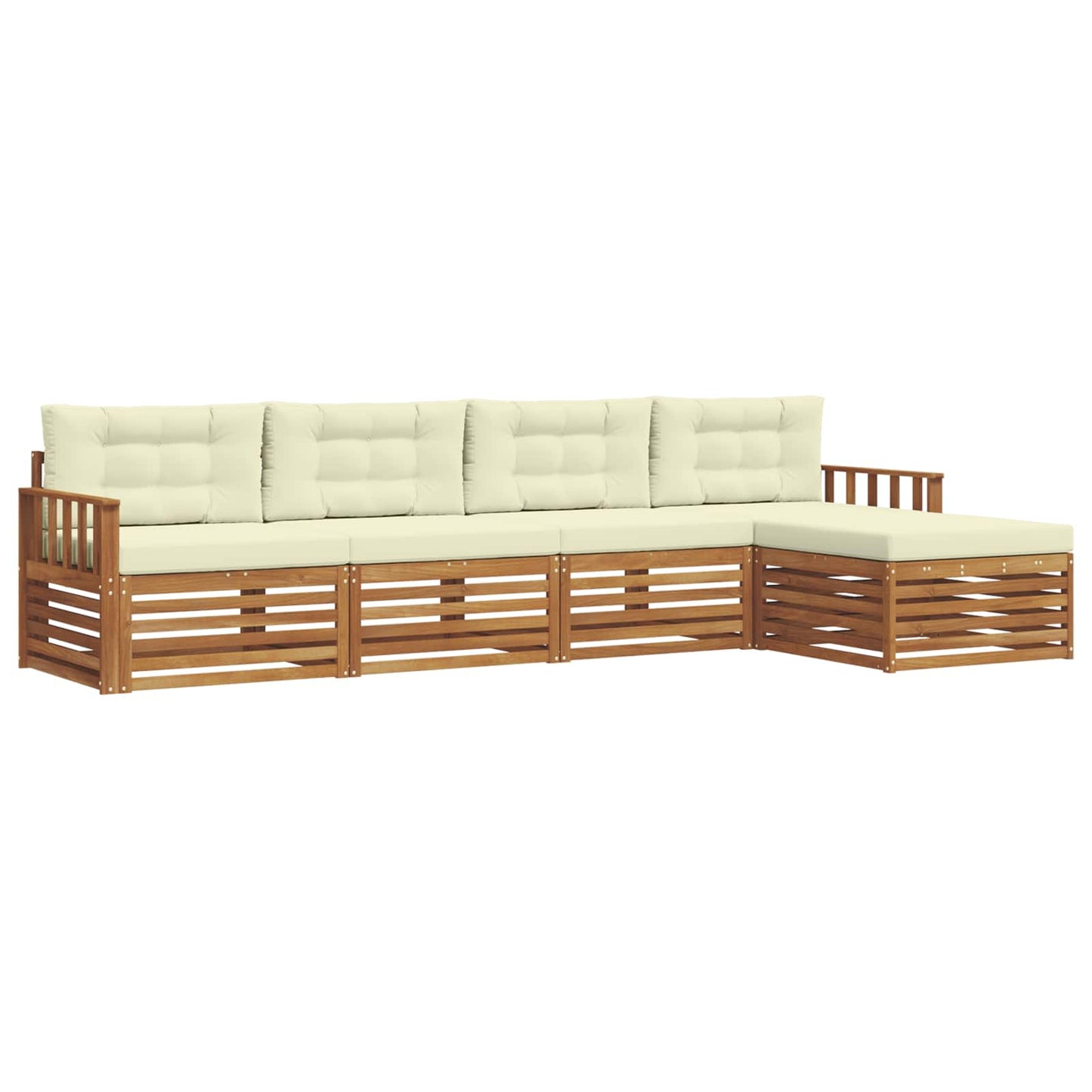 Set di divani da esterno con cuscino 5 pcs Naturale e Crema