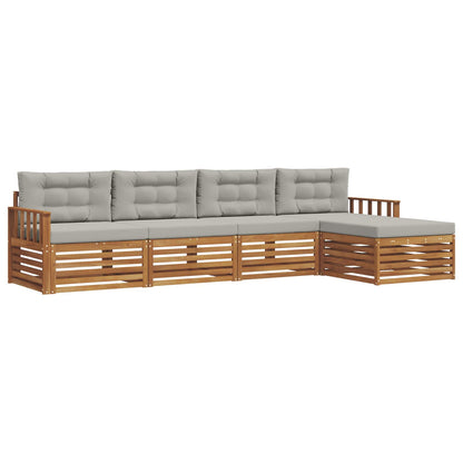 Set di divani da esterno 5 pcs Grigio Naturale e Chiaro